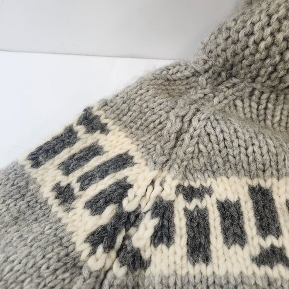 Canadian Hand Knit Cowl Neck Pullover Sweater Unisex Gray Warm Winter Handmade - Picture 12 of 15